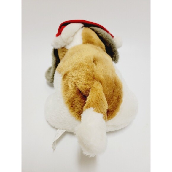 Saint Bernard Puppy Dog Plush Red Santa Hat Vtg Stuffed Animal Toy 10" Taiwan - Picture 6 of 10